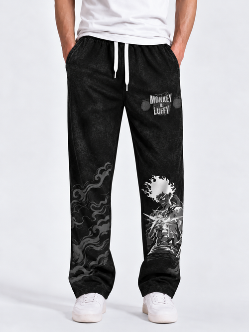 Luffy Relaxed Fit Joggers - Acid Black