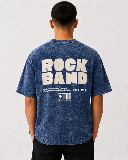 Acid Wash Oversize Vintage Tee - Navy