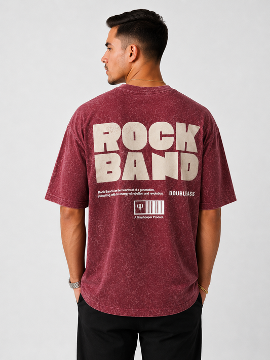 Acid Wash Oversize Vintage Tee - Maroon