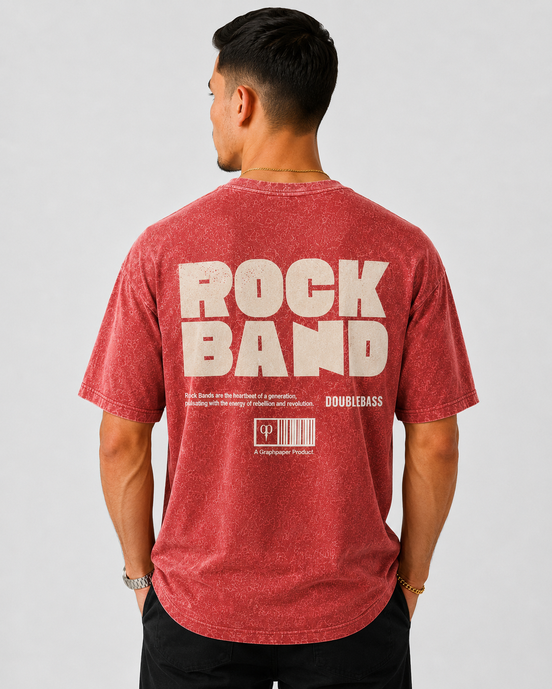 Acid Wash Oversize Vintage Tee - Red
