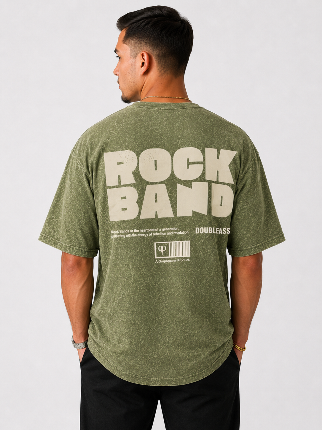Acid Wash Oversize Vintage Tee - Olive