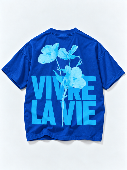 Vivre La Vie Oversized Tshirt - Royal Blue
