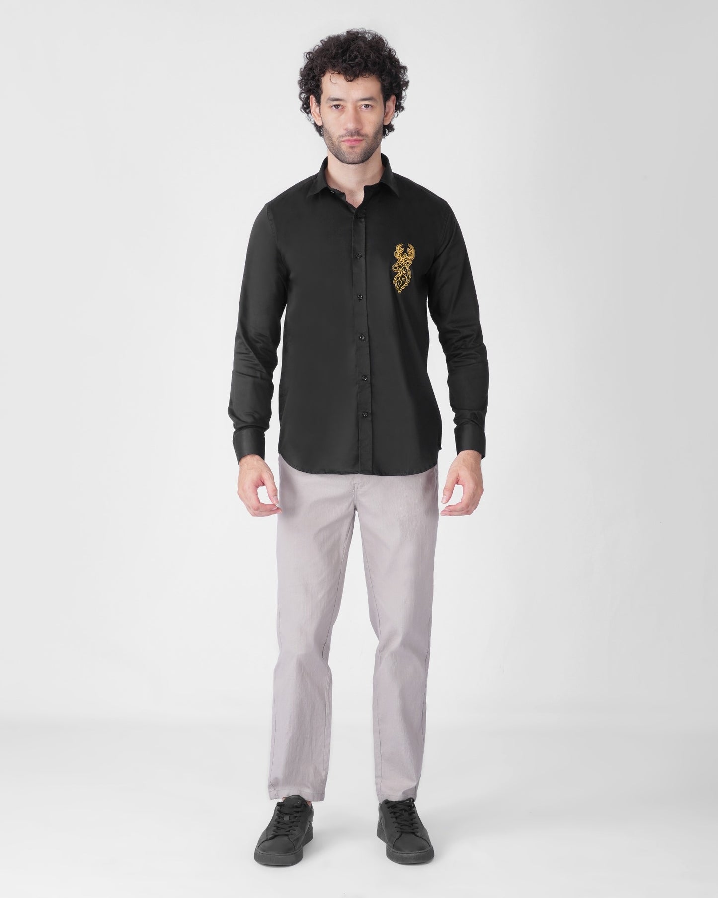Deer Signature Stretch Shirt - Black