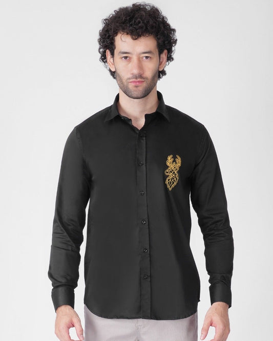 Deer Signature Stretch Shirt - Black