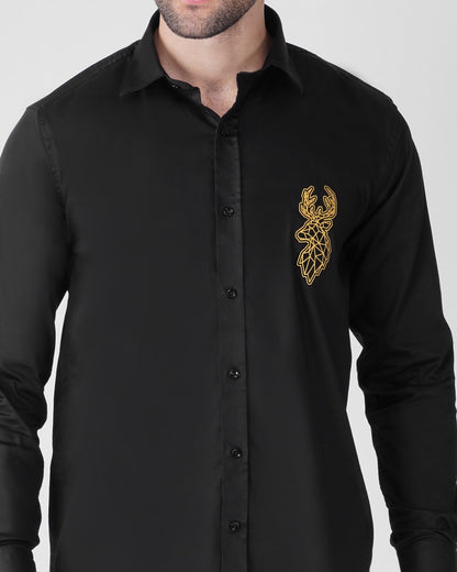 Deer Signature Stretch Shirt - Black