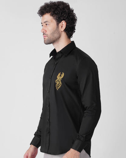 Deer Signature Stretch Shirt - Black