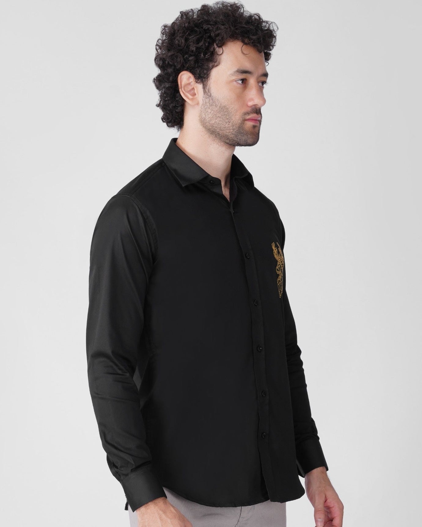 Deer Signature Stretch Shirt - Black
