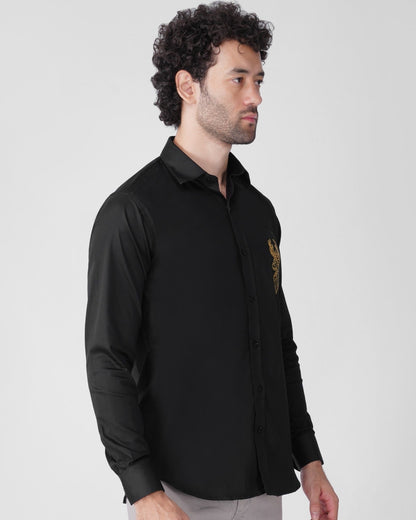 Deer Signature Stretch Shirt - Black