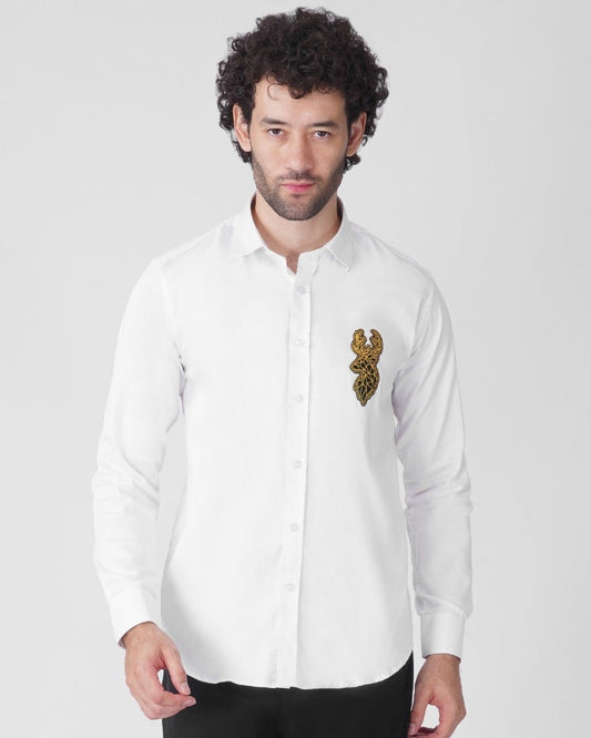 Deer Signature Stretch Shirt - White