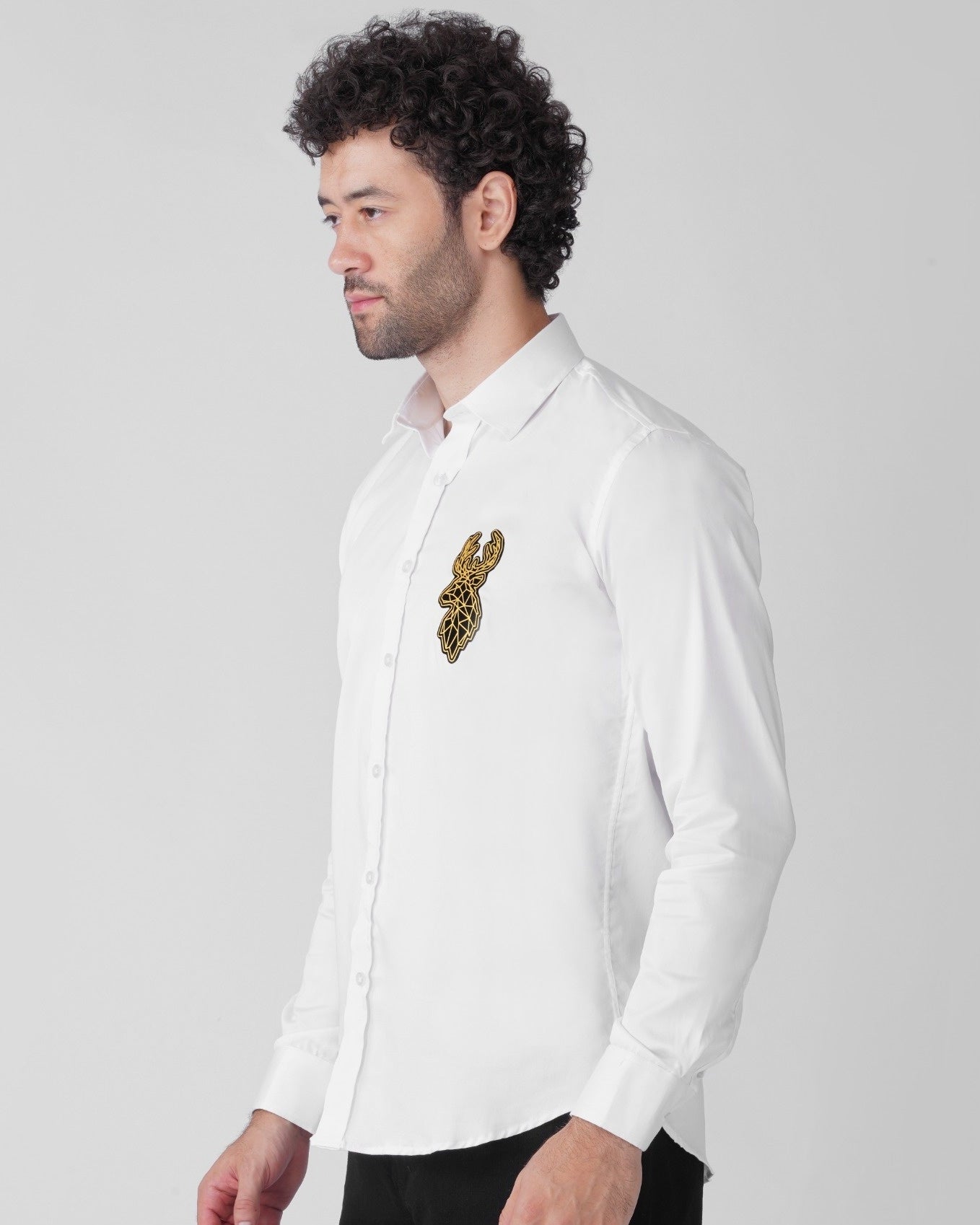 Deer Signature Stretch Shirt - White