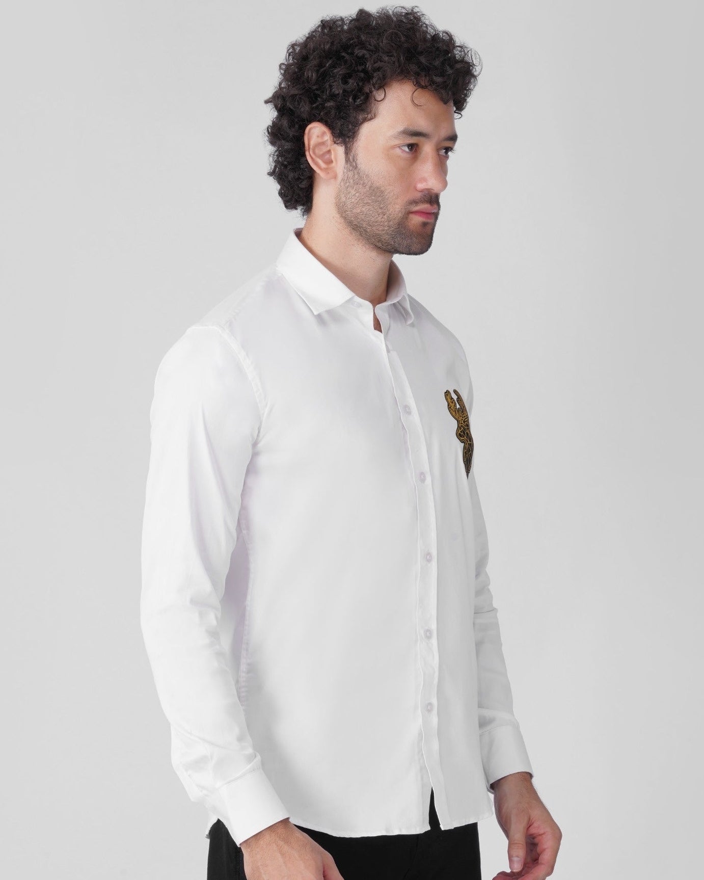 Deer Signature Stretch Shirt - White
