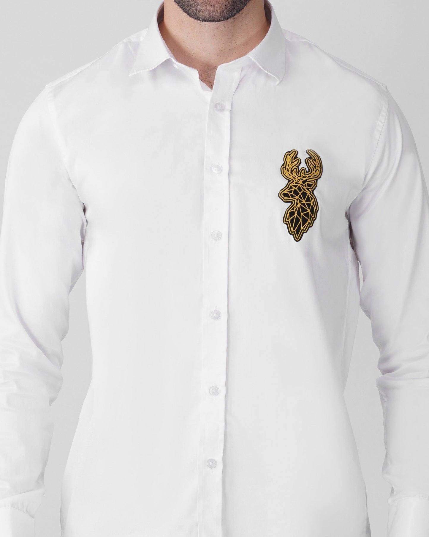 Deer Signature Stretch Shirt - White