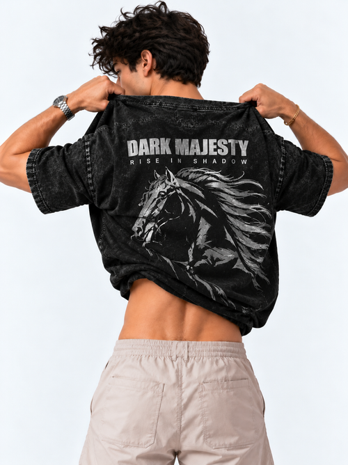 Dark Majesty Oversized Tshirt - Acid Wash - Black