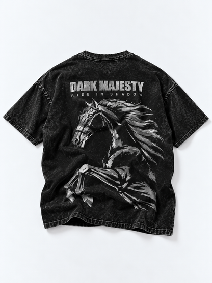 Dark Majesty Oversized Tshirt - Acid Wash - Black