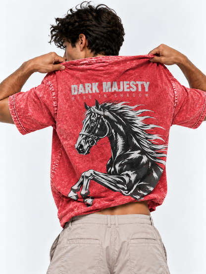 Dark Majesty Oversized Tshirt - Acid Wash - Black