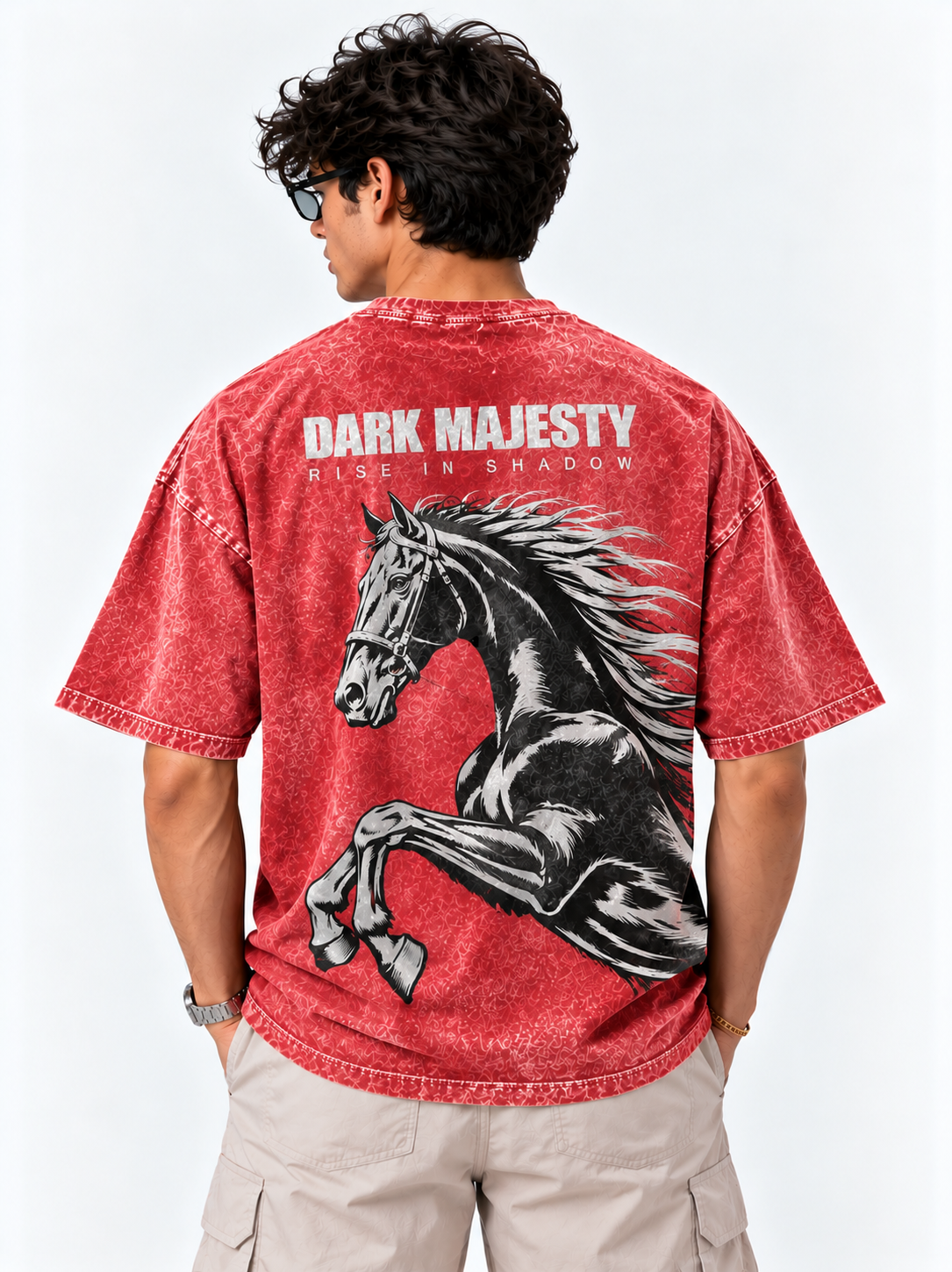 Dark Majesty Oversized Tshirt - Acid Wash - Red