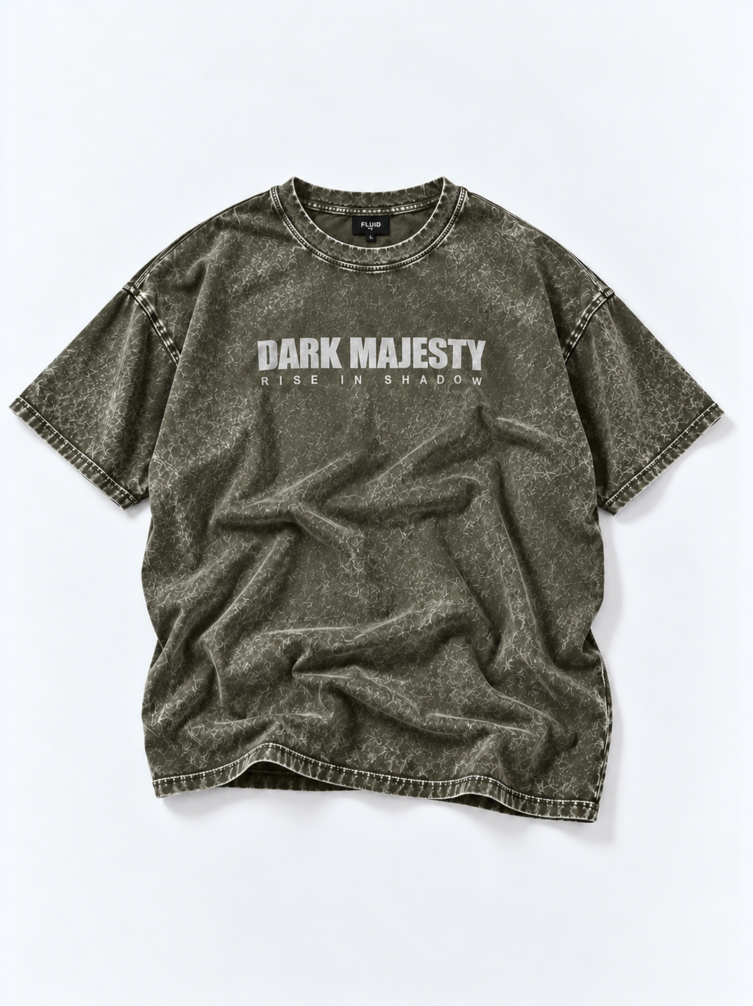 Dark Majesty Oversized Tshirt - Acid Wash - Army Green