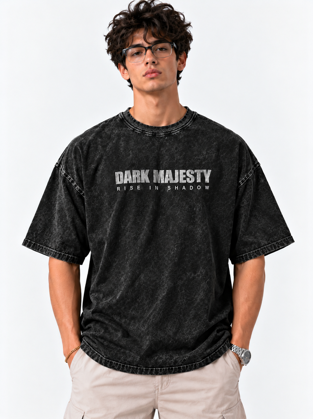 Dark Majesty Oversized Tshirt - Acid Wash - Black