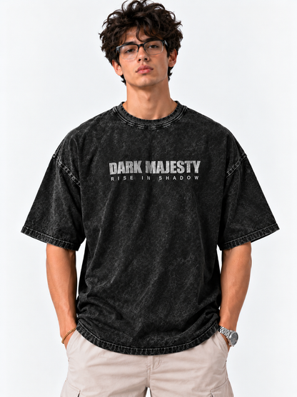 Dark Majesty Oversized Tshirt - Acid Wash - Black