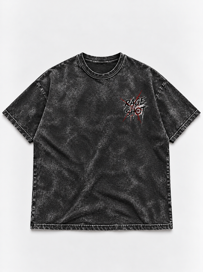Rage Shot Oversized Tshirt - Acid Wash - Black