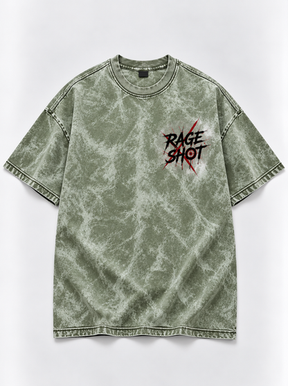 Rage Shot Oversized Tshirt - Acid Wash - Army Green