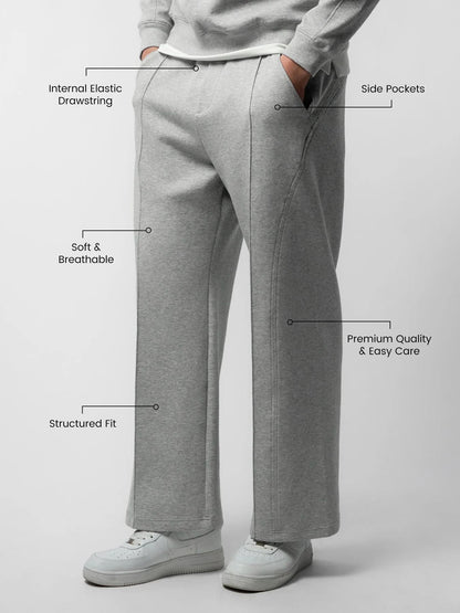 Lightweight Straight Pants - Melange Grey