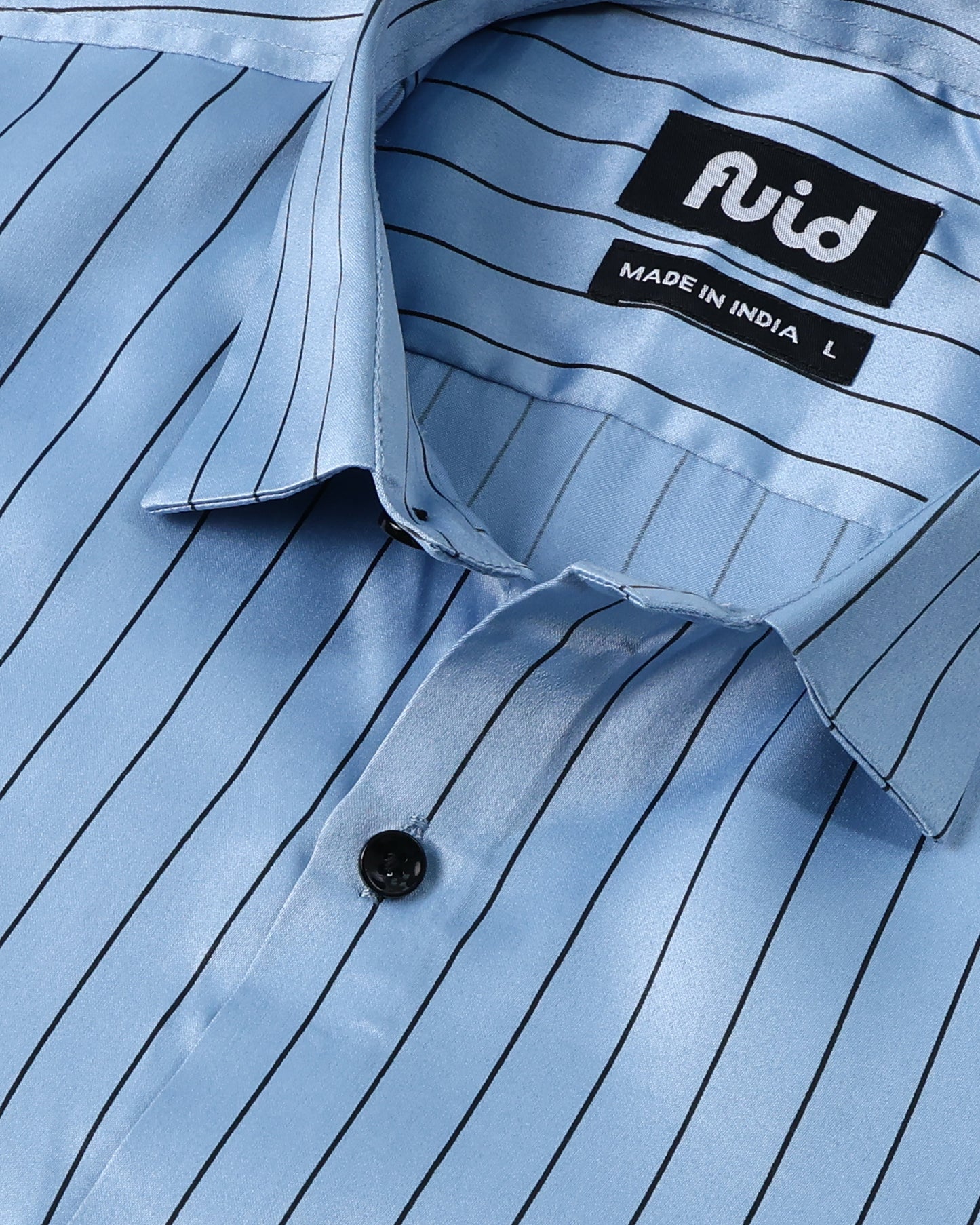 Slim Fit Satin Stripe Stitchless Shirt - Ice Blue