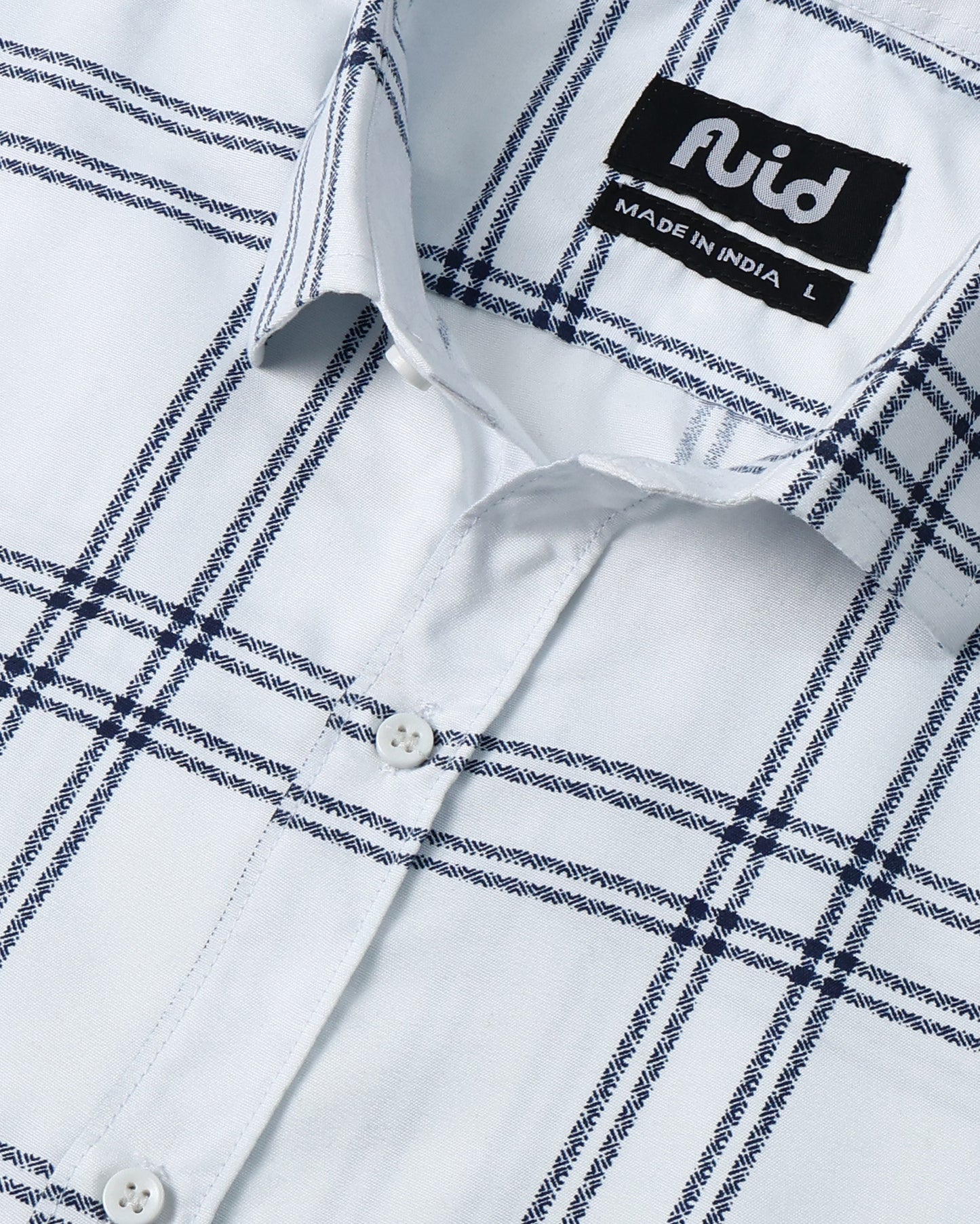 Men's Slim Fit Grid Check Shirt - White