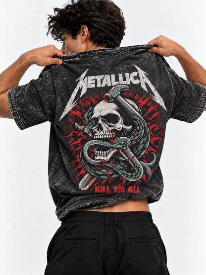 Metallica Oversized Tshirt - Acid Wash - Black