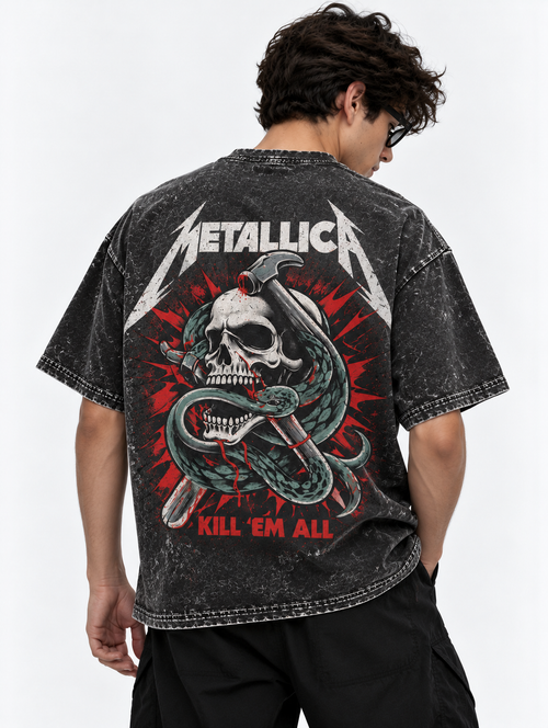 Metallica Oversized Tshirt - Acid Wash - Black