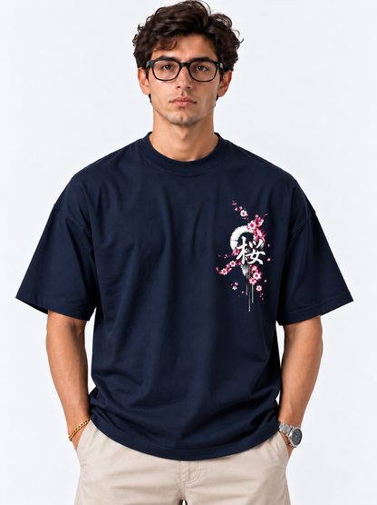 Sakura Samurai Oversized T-Shirt - Navy