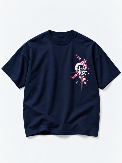 Sakura Samurai Oversized T-Shirt - Navy