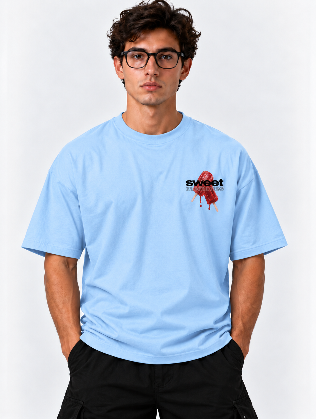 Sweet Memories Oversized T-Shirt - Sky Blue