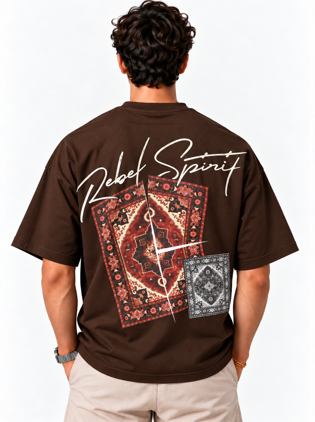 Rebel Spirit Oversized T-Shirt - Brown