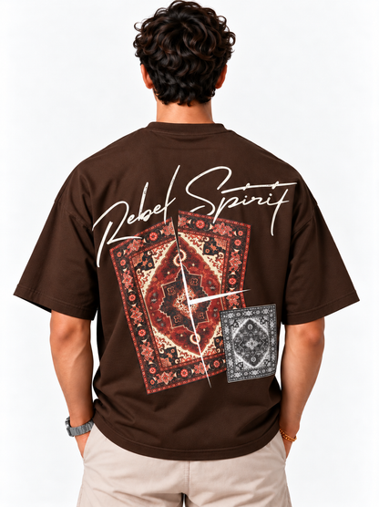 Rebel Spirit Oversized T-Shirt - Brown