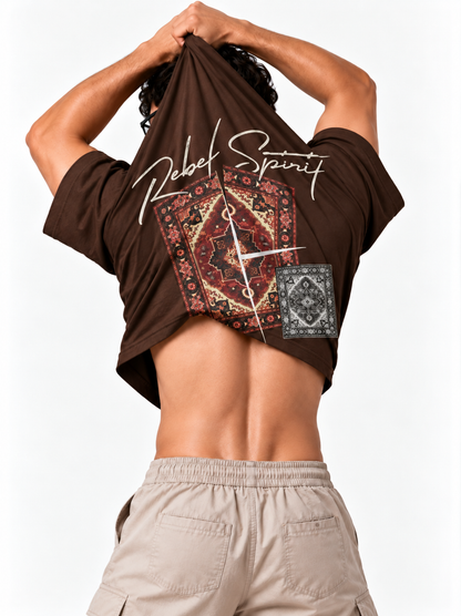 Rebel Spirit Oversized T-Shirt - Brown