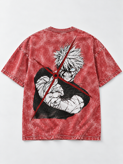 Rage Shot Oversized Tshirt - Acid Wash - Red