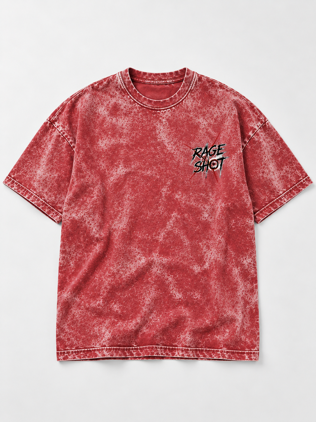 Rage Shot Oversized Tshirt - Acid Wash - Red