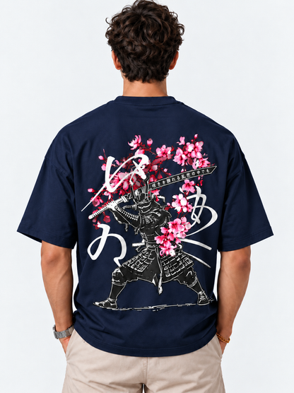 Sakura Samurai Oversized T-Shirt - Navy