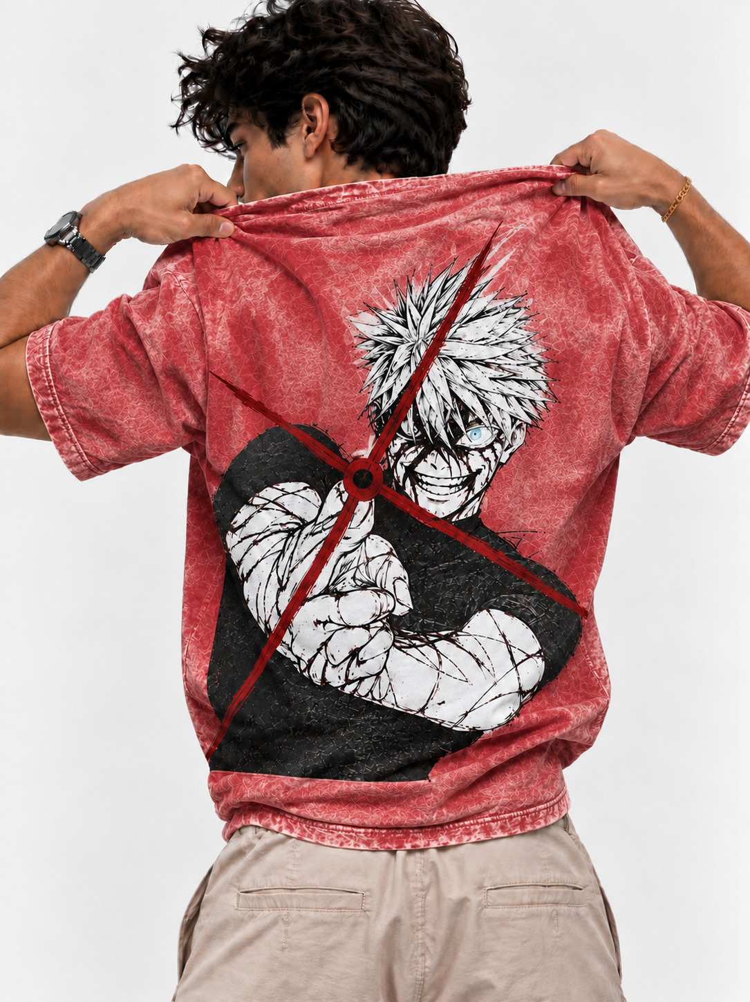 Rage Shot Oversized Tshirt - Acid Wash - Red