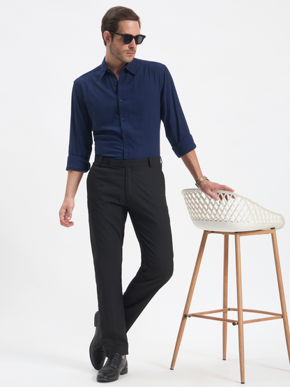 Slim-Fit Essential Trousers - Black