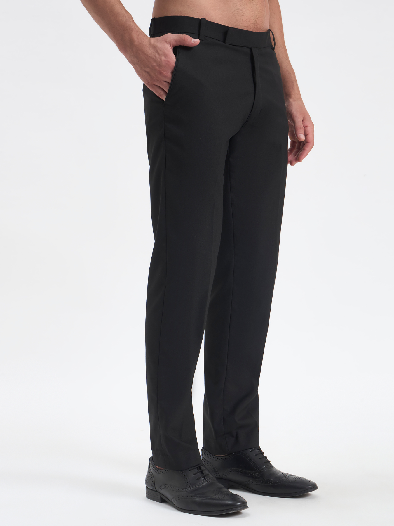Slim-Fit Essential Trousers - Black