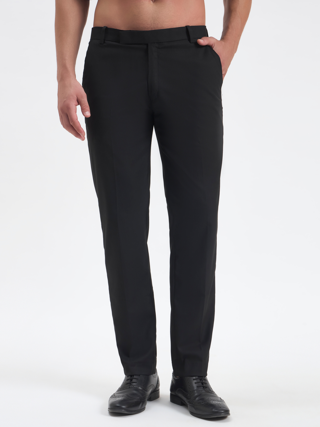 Slim-Fit Essential Trousers - Black