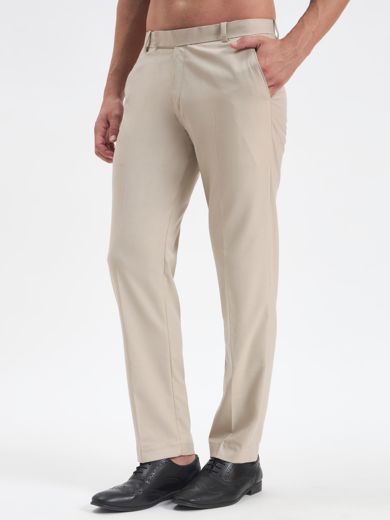 Slim-Fit Essential Trousers - Beige