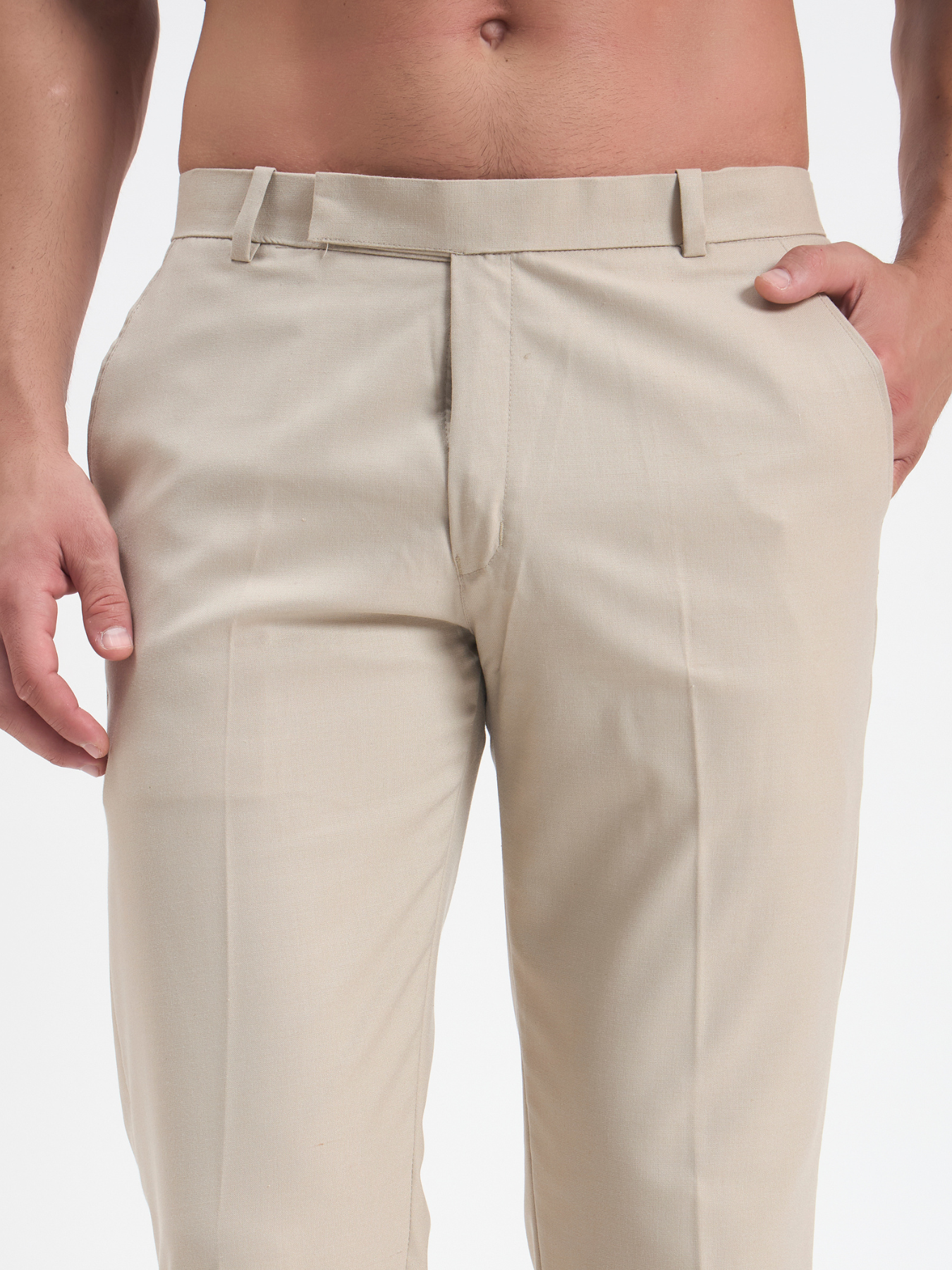 Slim-Fit Essential Trousers - Beige