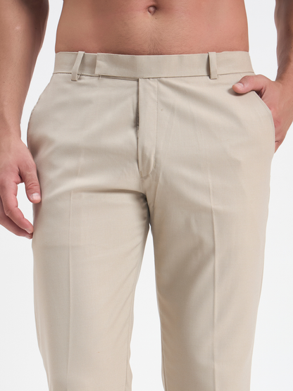 Slim-Fit Essential Trousers - Beige