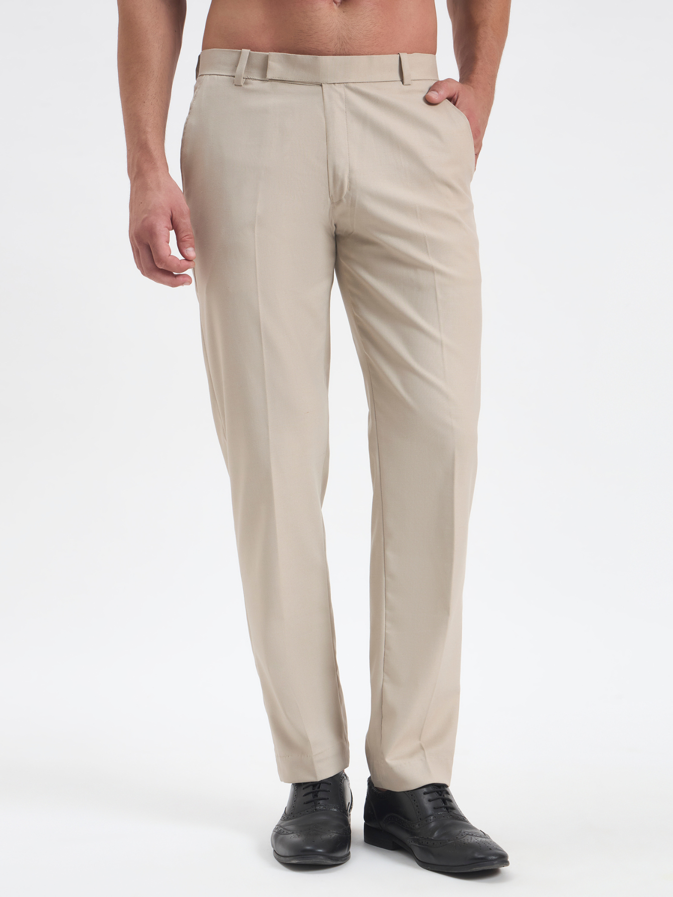Slim-Fit Essential Trousers - Beige