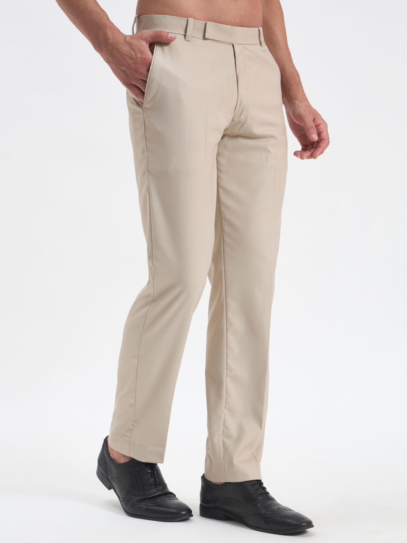 Slim-Fit Essential Trousers - Beige