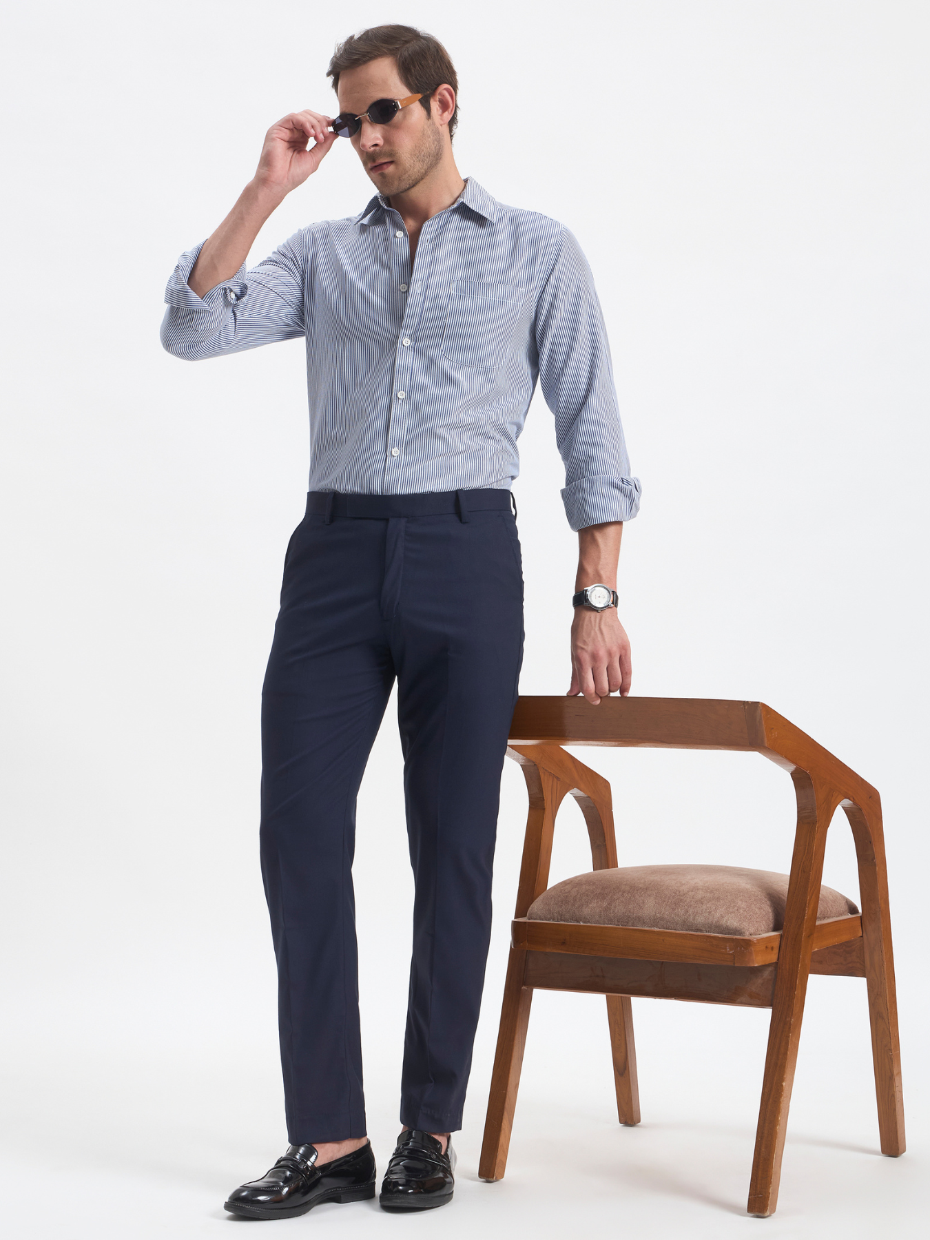Slim-Fit Essential Trousers - Navy