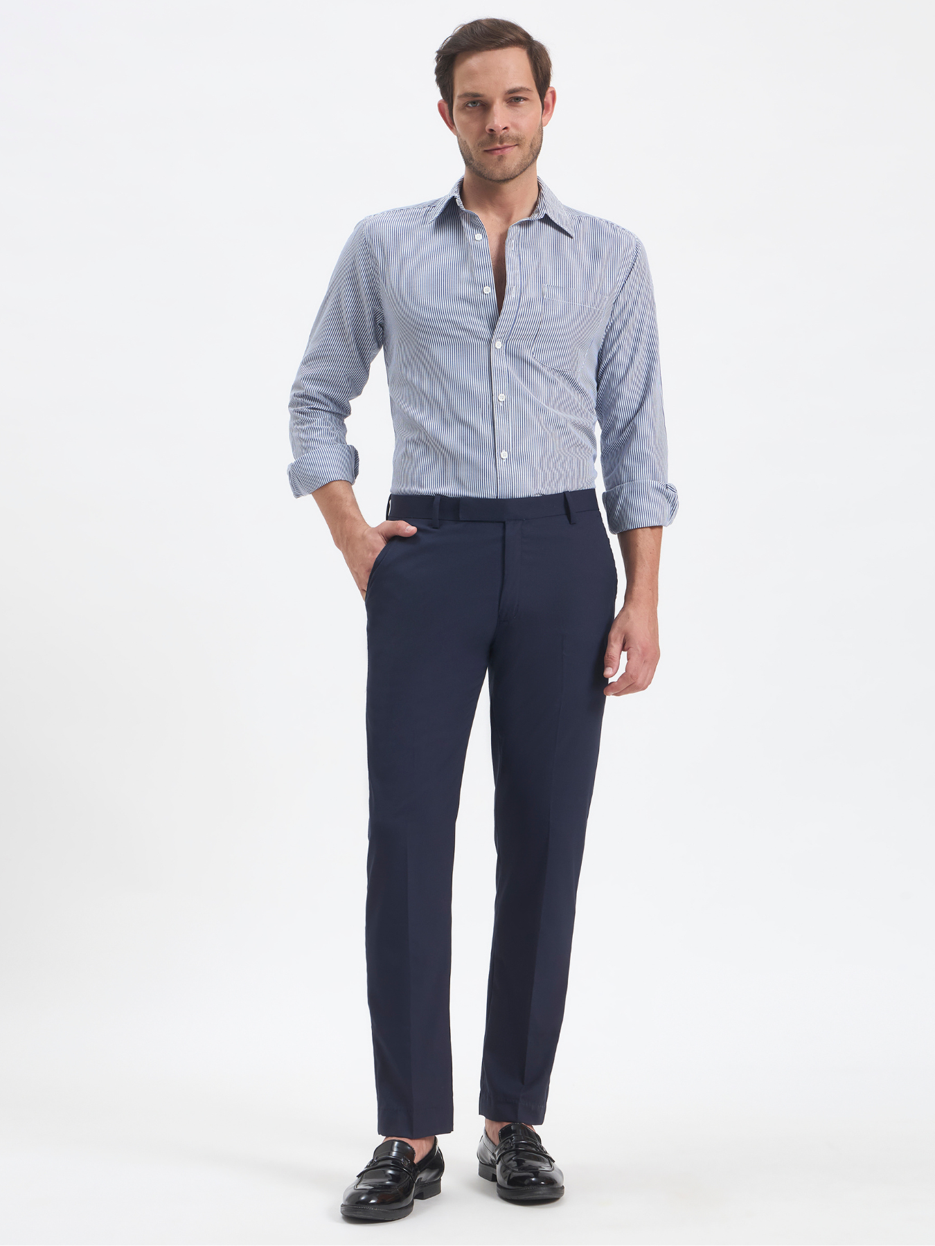 Slim-Fit Essential Trousers - Navy